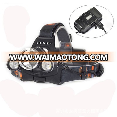 3pcs T6 rechargeable 18650 battery 3000 lumen waterproof 30W for camping hiking fishing zoomable LED headlamp