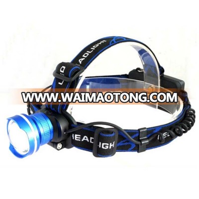 aluminum rechargeable zoom T6 LED1000 lumen water resistant camping headlamp